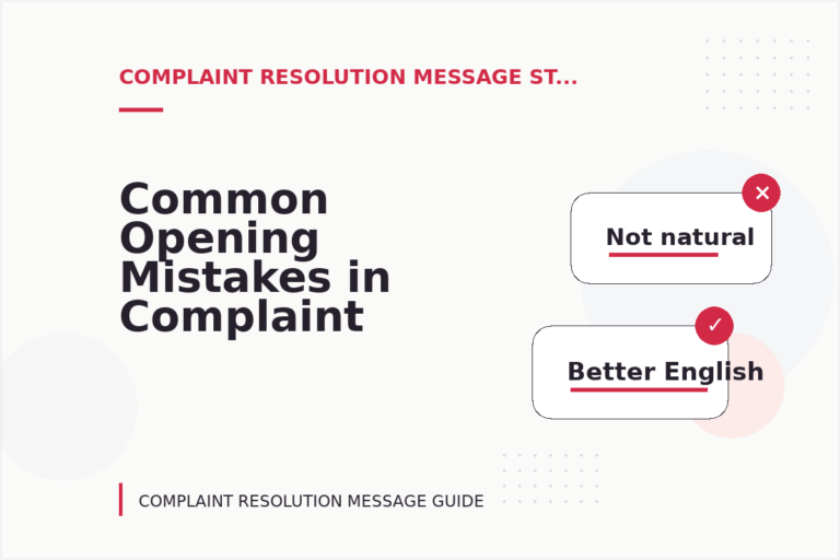 Common Opening Mistakes in Complaint Resolution Messages